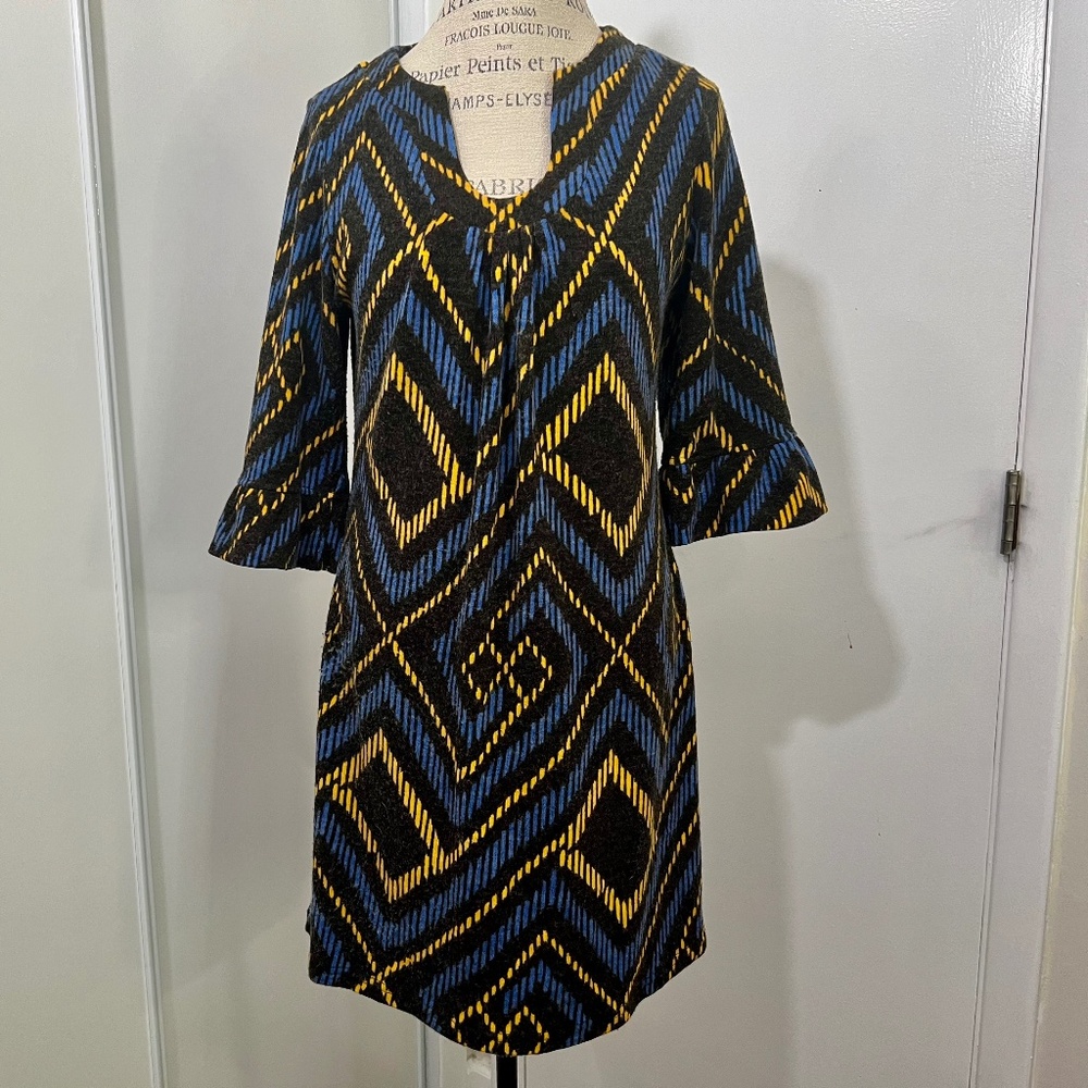 AXYEH mid dress blue, black & yellow Size L - sooo cute! With beautiful details!